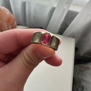 Retrouvai Pleated 14k Gold Pink Tourmaline 6.5 Ring